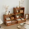 Estante de Almacenamiento Estilo Ins para Cosméticos Escritorio de Oficina Caja de Almacenamiento de Madera para Escritorio Estilo Retro Francés Cajón de Perfume Dormitorio