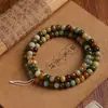 Pulseira de Raiz de Bodhi com Contas de Maçã de Dunhuang com 114 Contas Lisas, Contas Soltas, Contas Budistas, Fio Longo de Semente de Bodhi, Pulseira Colecionável