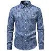 Camisa para Hombre Transfronteriza Amazon Otoño Invierno Nueva Talla Europea Proceso de Estampado Retro Desgastado Camisa de Manga Larga para Hombre