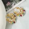Pendientes de Aro con Forma de C de Colores Retro de Lujo Ligero Francés con Cuentas y Aguja de Plata 925 Diseño Original Pendiente Creativo de Perla para Mujer