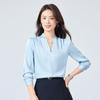 Camisa de gasa para mujer de manga larga con cuello en V al por mayor otoño camisa blanca + falda plisada sobre la rodilla traje profesional camisa interior para maestro