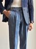 Moda Italiana Nápoles Jeans Rectos para Hombre Retro Británico Cintura Alta Lavados Doble Pliegue Caballero Pantalones de Negocios