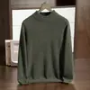 Suéter de cachemira para hombre, tejido de lana de doble hebra de siete puntadas con cuello semialto engrosado, jersey de punto, capa base de lana para otoño e invierno