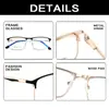 Gafas Lisas Elegantes de Negocios para Hombre, Luz Azul Anti-Reflejo, Moda Retro, Gafas Estilo Ceja para Mujer, Monturas Ópticas con Patillas de Primavera Sudamericanas