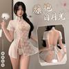 Sexy Cheongsam Luz de Luna Blanca Falda Ajustada Lzm6232 Pijama Sexy de Alta Gama Transparente con Aberturas y Atractivo Conjunto de Fantasía