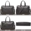 Bolsa de ombro masculina casual de couro de vaca de primeira camada para o dia a dia, bolsa de ombro executiva, bolsa de escritório simples de grande capacidade para computador
