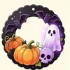 Amazon Mais Vendido Halloween Caveira Fantasma Teia de Aranha Placa de Porta de Madeira Pingente de Decoração de Casa de Madeira Impressão