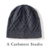 Gorro cálido de cachemir nuevo para otoño e invierno con rombos dobles, color liso, versátil, simple, gorro de punto cálido, gorro de punto redondo para mujer