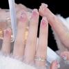 Nail art usar unha mão gelo através de olho de gato francês pasta de unha quebrada broca branca falsa unha patch unha peça atacado
