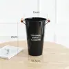 Cubo de flores metálico con mango de madera negro, cubo de arreglo para floristería, cubo para flores hidropónicas caseras, cubo de flores de hierro de pie, transfronterizo