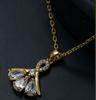 Collar Estilo Fresco Dongdaemun Pendientes Dorados Incrustados con Circonita y Cera Estilo Retro Ol Set de Joyería para Mujer