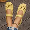 Zapatos Mary Jane huecos en stock transfronterizos, punta redonda, corte bajo, zapatillas de ballet de suela plana suaves, suela suave, cómodos para los pies