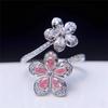 Anillo de Diamantes Rosa Flor de Cerezo Premium Sensación Tesoro Color Súper Flash para Mujer ins Nicho Viento Frío Anillo de Dedo Ajustable Temperamento Celebridad de Internet
