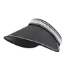 Sombrero de sol de encaje estilo coreano con parte superior abierta para mujer, sombrero de sol de paja de ala ancha para salidas a la playa en verano, sombrero versátil con protección UV
