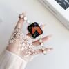 Adequado para Apple Watch S11 Pulseira de Relógio de Metal Cravejada de Diamantes Trevo de Quatro Folhas Madrepérola Iwtchs10 Pulseira de Relógio