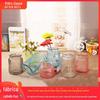 Vaso de Vidro Estilo Europeu Retrô com Padrão Vertical Hidropônico Vaso para Flores Secas Bancada de Sala de Estar Artesanato Enfeites Decorativos