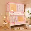 Cama Anti-Caídas Infantil de Grado A para Mamá y Bebé, Cama de Dibujos Animados de Tres Puertas para Madre e Hijo con Red Anti-Mosquitos Trapezoidal Telescópica Anti-Caídas