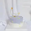 Estrella de Cinco Puntas Hueca de Hierro Forjado Perla Enchufe Luna Tarjeta de Amor Decoración de Mesa de Postres para Hornear Pastel de Cumpleaños