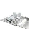 Estante escurridor para fregadero de cocina, cortina enrollable escurridora, estante de almacenamiento de platos para fregadero, escurreplatos plegable, cesta de drenaje