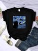 Camisetas Femininas Starry Cat Night Moda Respiráveis Frescas