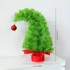 Nuevos Adornos de Árbol de Navidad Verdes Inclinados Diseño de Escena Navideña Serie Grinch Guirnalda Decoraciones de Ratán