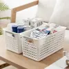 Cesta de Almacenamiento de Plástico Caja de Almacenamiento de Bocadillos para Escritorio Caja de Almacenamiento Misceláneo Cesta de Almacenamiento Rectangular de Boca Estrecha