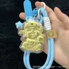 Gato de la Suerte Chapado en Oro, Dibujo Animado del Dios de la Riqueza, Atrae Riqueza, Trae Prosperidad, Correa para Cadena de Teléfono Móvil, Decoración, Colgante para Bolso