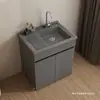 Lavadero de balcón con tabla de lavar, armario de lavandería con panel de panal, compañero de lavadora de carga frontal, combinación de armario de baño y lavabo