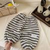 Pantalones casuales de primavera y otoño para niños y niñas, pantalones deportivos joggers a rayas con letras coreanas modernas para niños