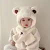 Gorro y bufanda para niños, gorro de una pieza, invierno, con felpa, extra grueso, gorro con protección para orejas de bebé, niño, niña, a prueba de viento, conjunto de dos piezas, moderno