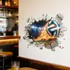 Pegatinas de Fútbol Rompe-Muros Transfronterizos Pegatinas de Pared 3D para Decoración de Habitación de Niños Pegatinas de Baloncesto Rompe-Muros Decoración de Pared