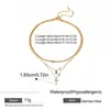 Collar Cruz de Zirconia de Acero Inoxidable Transfronterizo Europeo y Americano Más Vendido Multicapa para Mujer Joyería de Lujo Ligero Nicho de Gama Alta