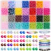 Set de Perlas Artificiales Perforadas Sueltas DIY Coloridas Redondas de ABS Materiales para Joyería Accesorios Caja de 24/28 Compartimentos