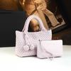 Bolsa Pequena de Palha 2026 Novo Estilo Elegante Transversal Bolsa Mãe e Filha Bolsa Feminina de Couro Genuíno Tote Moderno e Tendência Bolsa de Ombro