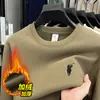 Moletom Grosso Quente com Forro de Fleece Pesado 400g para Homens, Novo Estilo Outono e Inverno 2025, Camiseta Casual de Manga Longa com Gola Redonda para Homens