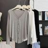 Cardigan Modal Versátil Decote V Curto Proteção Solar Vestido Regata Feminino Xale Externo Blusa Top Casaco Fino