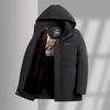 Chapéu removível de inverno masculino, casaco acolchoado de algodão quente de comprimento médio, meia-idade e idosos, casual, com capuz, algodão e espessamento, casaco acolchoado de algodão