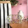 Bolsa de Cosméticos Transparente Impermeable Estilo Coreano Ins Hyuna con Flores para Mujer Portátil de Gran Capacidad para Niña Almacenamiento de Viaje Neceser