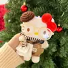 Nuevo Llavero de Peluche Original Hello Kitty Invierno Nuevo Conjunto Cálido Colgante de Bolsa de Regalo Gato Kt