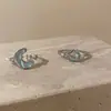 Anel Aberto Zircônia Pérola Estrela Lua Azul Glacial Feminino Nicho Requintado Luxo Leve Alto Padrão Anel de Aparência Sofisticada