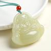 Colgante de Raíz de Loto Jade Afgano Guanyin Maitreya Buda, Jade Verde Jade Blanco Forma de Pan Cabeza de Guanyin Cabeza de Buda Collar