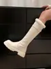Botas de nieve de felpa para mujer, forradas de polar para invierno, cálidas, suela gruesa, caña alta tipo equitación, tacón grueso, efecto adelgazante, botas largas