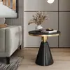 Mesa de Café Pequeña Nórdica de Lujo Ligero, Mesa Lateral para Sofá, Mesa de Esquina para Sala de Estar del Hogar, Mesa Redonda Pequeña Moderna Minimalista de Pizarra y Mármol