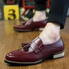 Zapatos de Hombre Retro con Borlas de Verano, Zapatos Casuales de Cuero sin Cordones Puntiagudos de Moda, Zapatos de Hombre Estilo Brogue, Estilo Juvenil Británico