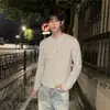Camiseta Henley de Rayas Verticales de Manga Larga para Hombre Sensación de Alta Gama Sensación Perezosa Relajada Capa Interior Capa Base Top Casual Holgado