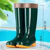 Botas de lluvia de moda para mujer con forro de felpa, antideslizantes, impermeables, de tubo alto, suela gruesa, duraderas, de tubo largo con suela de goma