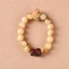 Pulsera Anillo de Correr Bodhi Color Carbón Sándalo Natural Conejo Tallado Círculo Único Joker Amarillo Leche Pulsera de Rosario Mayoreo