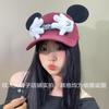 2025 Versión Coreana Gorra de Béisbol para Mujer con Palma de Mickey Hace que la Cara se Vea Más Pequeña Adecuada para Cara Cuadrada y Redonda Gorra con Orejas de Mickey de Dibujos Animados