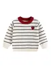 Suéter de Punto con Rayas y Corazón para Niños y Niñas, Cuello Redondo, Personalizable, Grado A, Algodón Puro, Ropa Interior para Otoño e Invierno, Top de Doble Uso