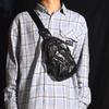 Bolso bandolera de pecho para hombre con diseño de pliegues clásico, primera capa de piel de vaca personalizada, cremallera, resistente al desgaste, color sólido, casual, para el trabajo, al aire libre